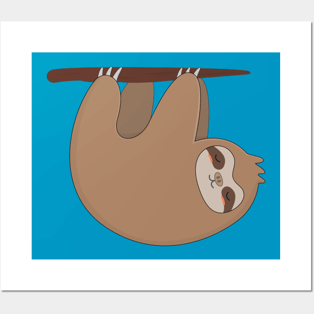 Cute and Kawaii Hanging Sloth T-Shirt Wall Art by happinessinatee